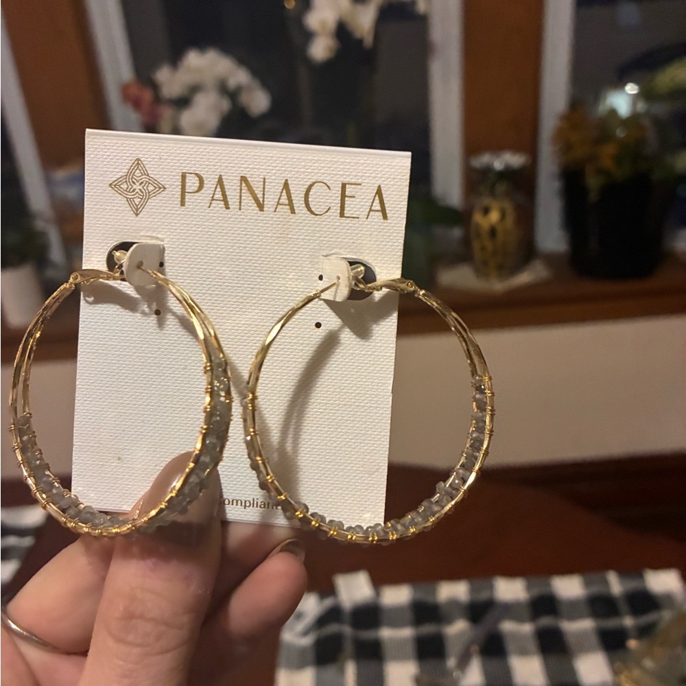 Nordstrom Gold Beaded Hoop Earrings